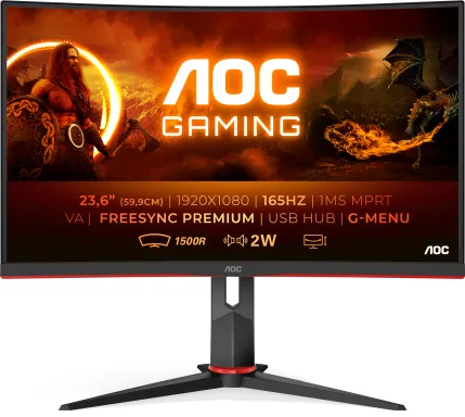 AOC G2 C24G2U/BK écran plat de PC 59,9 cm (23.6") 1920 x 1080 pixels Full HD LED Noir, Rouge