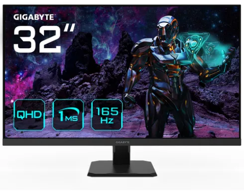 GIGABYTE GS32Q 31.5" Moniteur de jeu QHD - 2560 x 1440, 165Hz, 1ms, 300 cd/m², FreeSync Premium, prêt pour HDR, HDMI 2.0, DisplayPort 1.4