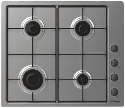 Candy CKD621LX Plaque de cuisson Idea Gaz, 4 zones, Inox, INOX/ACIER, L x P x A (mm): 595X510X80