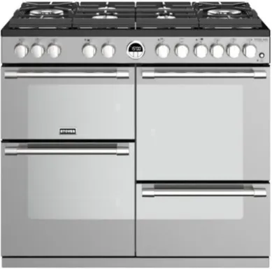 Stoves Sterling S1000 DF GTG Deluxe Cuisinière Electrique Gaz Noir, Acier inoxydable A