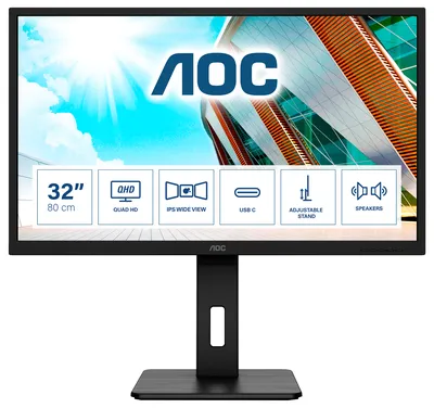 AOC Q32P2CA écran plat de PC 80 cm (31.5") 2560 x 1440 pixels 2K Ultra HD LED Noir