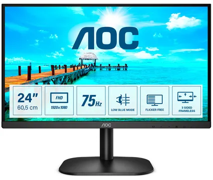 AOC B2 24B2XDM écran plat de PC 60,5 cm (23.8") 1920 x 1080 pixels Full HD LCD Noir