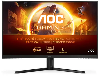 AOC G4 CQ32G4VE écran plat de PC 81,3 cm (32") 2560 x 1440 pixels Quad HD LCD Noir, Gris