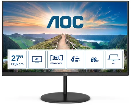 AOC V4 U27V4EA écran plat de PC 68,6 cm (27") 3840 x 2160 pixels 4K Ultra HD LED Noir