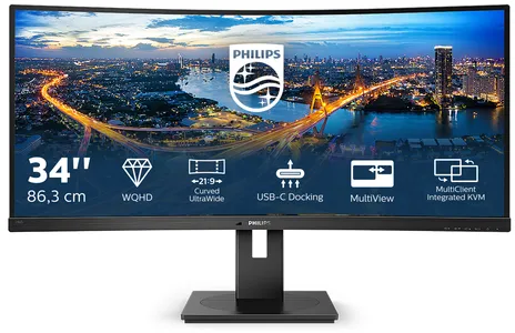 Philips B Line 346B1C/00 écran plat de PC 86,4 cm (34") 3440 x 1440 pixels Quad HD LCD Noir