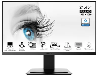 MSI Pro MP223 écran plat de PC 54,5 cm (21.4") 1920 x 1080 pixels Full HD LED Noir