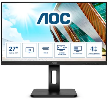 AOC U27P2CA écran plat de PC 68,6 cm (27") 3840 x 2160 pixels 4K Ultra HD LED Noir