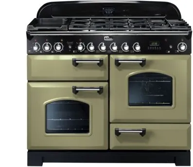 Falcon Classic Deluxe 110 Cuisinière Electrique Gaz Noir, Chrome, Olive A