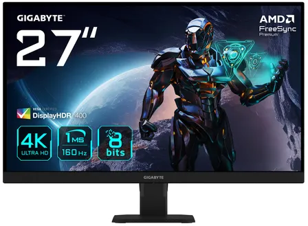 GIGABYTE GS27U 27” Moniteur de jeu UHD - 3840 x 2160 (UHD), 160Hz, 1ms, 350 cd/m², Display HDR400, HDMI 2.1, DisplayPort 1.4