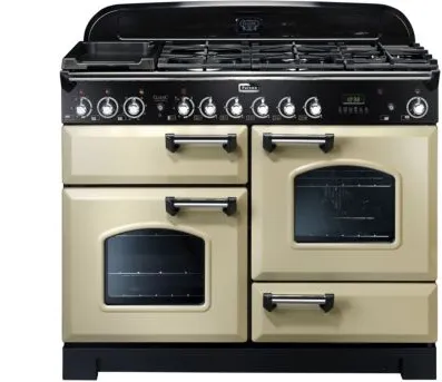 Falcon Classic Deluxe 110 Cuisinière Electrique Gaz Noir, Chrome, Crème A