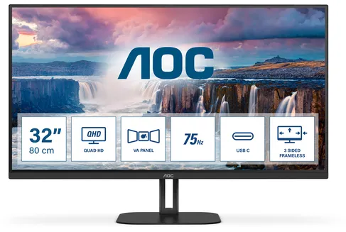 AOC V5 Q32V5CE/BK écran plat de PC 80 cm (31.5") 2560 x 1440 pixels Quad HD LED Noir