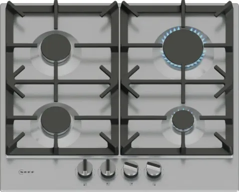 Neff T26CIP8N0 plaque Noir, Acier inoxydable Intégré 60 cm Gaz 4 zone(s)