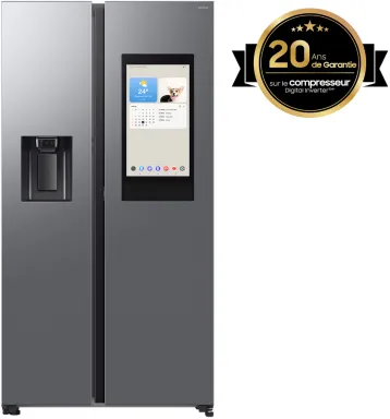 Samsung Series 9 Réfrigérateur Bespoke AI Family Hub -Américain- Platinum Inox- 614L - RS90F66BETEF- Classe E
