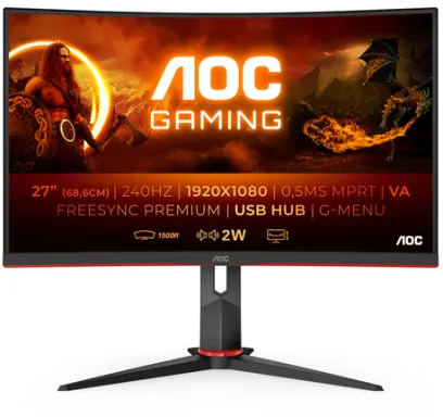 AOC G2 C27G2ZU/BK écran plat de PC 68,6 cm (27") 1920 x 1080 pixels Full HD LED Noir, Rouge