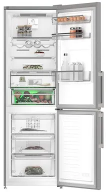 Grundig GKNE268E40FXN réfrigérateur-congélateur Pose libre 324 L E Acier inoxydable