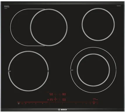 Bosch Serie 8 PKN675DP1D plaque Noir, Acier inoxydable Intégré Céramique 4 zone(s)