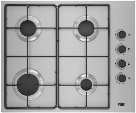 Beko HIGG 64103 SX plaque Acier inoxydable Intégré 60 cm Gaz 4 zone(s)