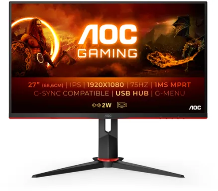 AOC G2 27G2U5/BK écran plat de PC 68,6 cm (27") 1920 x 1080 pixels Full HD LED Noir, Rouge