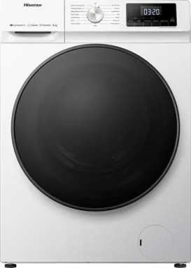 Hisense WFQA9014EVJMW machine à laver Charge avant 9 kg 1400 tr/min Noir, Blanc