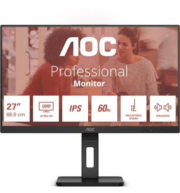 AOC E3 U27E3UF écran plat de PC 68,6 cm (27") 3840 x 2160 pixels 4K Ultra HD LED Noir