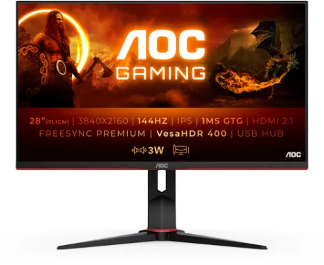 AOC G2 U28G2XU2/BK LED display 71,1 cm (28") 3840 x 2160 pixels 4K Ultra HD Noir, Rouge