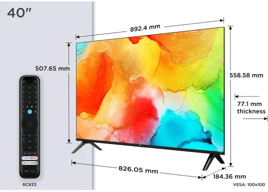 TCL SF560 40SF560 TV 101,6 cm (40") Full HD Smart TV Wifi Métallique 300 cd/m²