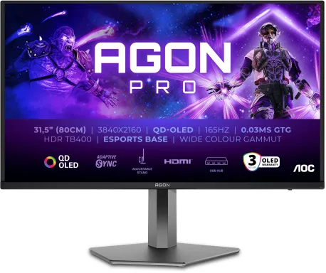 AOC AGON PRO AG326UD écran plat de PC 80 cm (31.5") 3840 x 2160 pixels 4K Ultra HD QD-OLED Noir