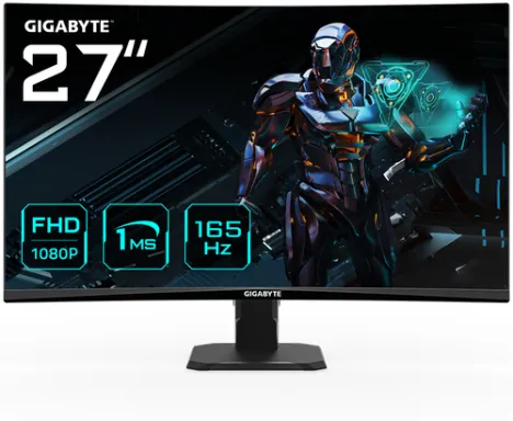 GIGABYTE GS27F Moniteur de jeu 27" FHD - 1920 x 1080, 165Hz, 1ms, 300 cd/m², FreeSync Premium, HDR Ready, HDMI 2.0, DisplayPort 1.4