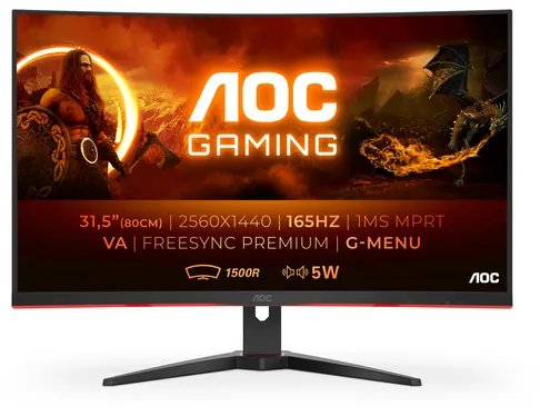 AOC G2 CQ32G2SE/BK LED display 80 cm (31.5") 2560 x 1440 pixels 2K Ultra HD Noir, Rouge