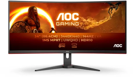 AOC G2 CU34G2XE/BK LED display 86,4 cm (34") 3440 x 1440 pixels Wide Quad HD LCD Noir, Rouge