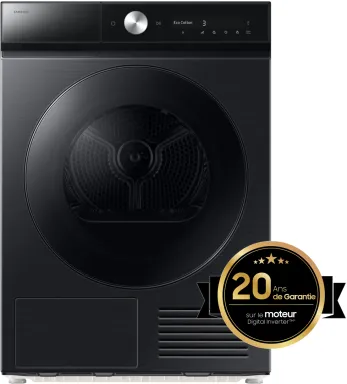 Samsung Series 8 Sèche-linge Noir Pompe à chaleur / Optimal Dry / AI Control / Séchage silencieux / 9kg - DV90DB8845GBU3 Classe A