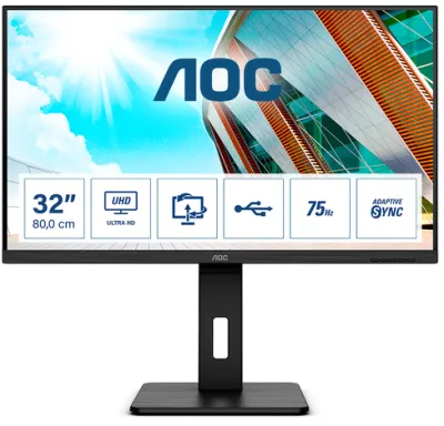 AOC P2 U32P2 écran plat de PC 80 cm (31.5") 3840 x 2160 pixels 4K Ultra HD LED Noir