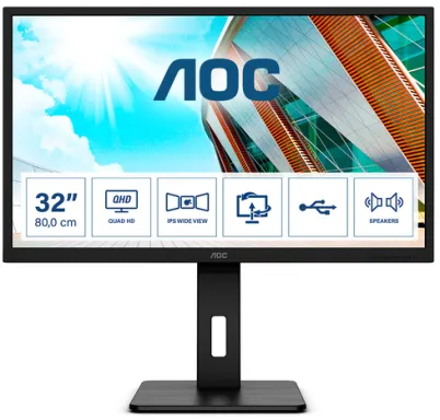 AOC P2 Q32P2 écran plat de PC 80 cm (31.5") 2560 x 1440 pixels 2K Ultra HD LED Noir