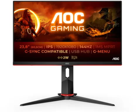 AOC G2 24G2U/BK écran plat de PC 60,5 cm (23.8") 1920 x 1080 pixels Full HD LED Noir, Rouge