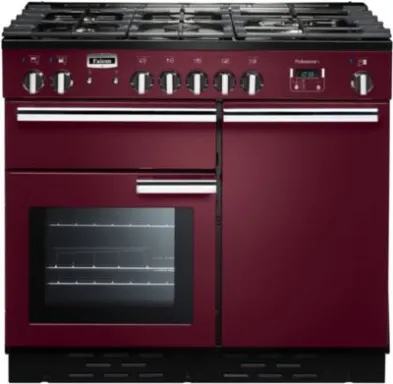 Falcon Professional + 100 Cuisinière Electrique Gaz Noir, Bordeaux, Chrome A