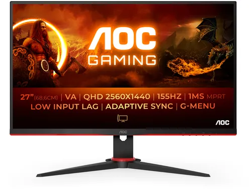 AOC G2 Q27G2E/BK écran plat de PC 68,6 cm (27") 2560 x 1440 pixels Quad HD Noir, Rouge