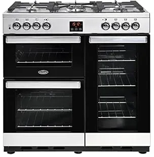 Belling Cookcentre 90DFT Cuisinière Electrique Gaz Noir, Acier inoxydable