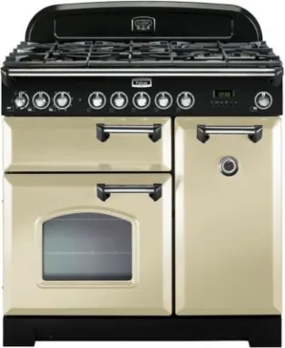 Falcon Classic Deluxe 90 Cuisinière Electrique Gaz Chrome, Crème A