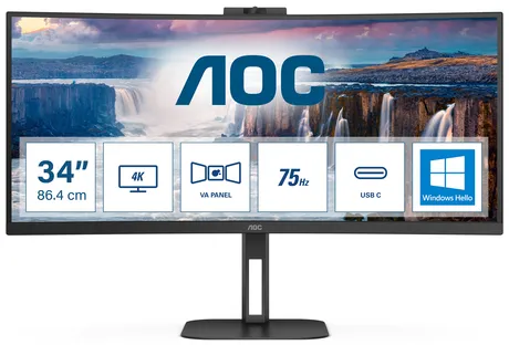 AOC V5 CU34V5CW/BK LED display 86,4 cm (34") 3440 x 1440 pixels Wide Quad HD Noir