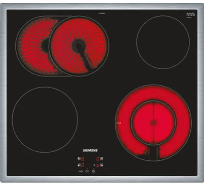 Siemens EF645BNN1E plaque Noir, Acier inoxydable Intégré Céramique 4 zone(s)