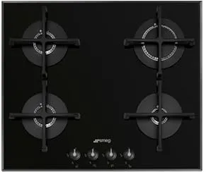 Smeg Linea PV164B3 plaque Noir Intégré 60 cm Gaz sur plaque de cuisson en verre 4 zone(s)