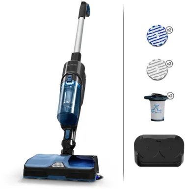 Rowenta X Combo 2in1 GZ3038 Aspirateur traineau Batterie Sec&humide Sans sac 0,55 L Noir, Bleu