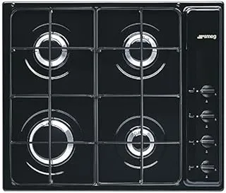 Smeg S64SN plaque Noir Intégré 60 cm Gaz 4 zone(s)