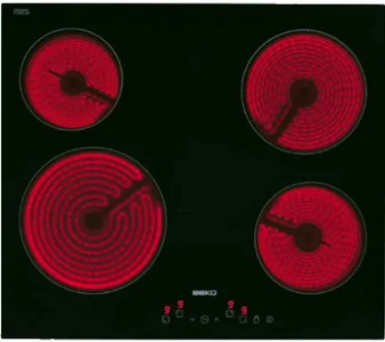 Beko HIC64401 plaque Noir Intégré 58 cm Céramique 4 zone(s)