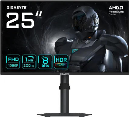 GIGABYTE G25F2 Moniteur Gaming 24,5" FHD – 1920 x 1080, 200Hz, 1ms, 300 cd/m², DisplayHDR 10, HDMI 2.0, DisplayPort 1.4