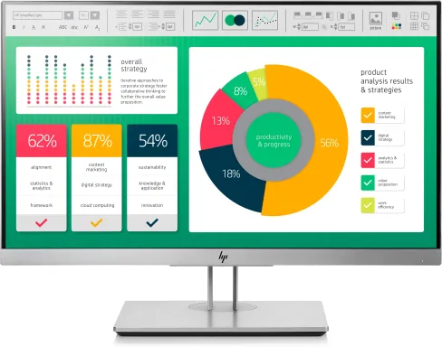 HP EliteDisplay E223 écran plat de PC 54,6 cm (21.5") 1920 x 1080 pixels Full HD LED Noir, Argent