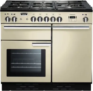 Falcon Professional + 100 Cuisinière Electrique Gaz Noir, Chrome, Crème A