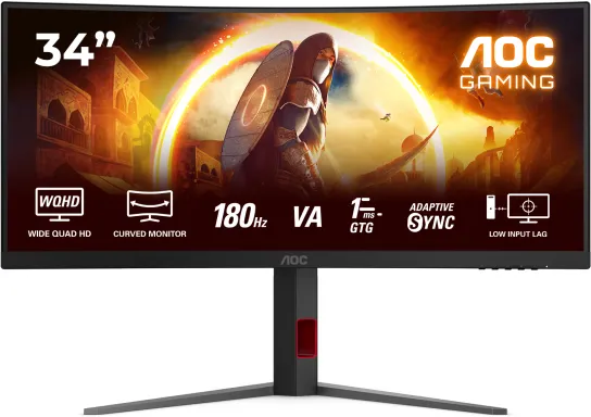 AOC G4 CU34G4 écran plat de PC 86,4 cm (34") 3440 x 1440 pixels Wide Quad HD LED Noir, Rouge