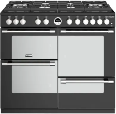 Stoves Sterling S1000 DF GTG DeLuxe Cuisinière Electrique Gaz Noir, Acier inoxydable A