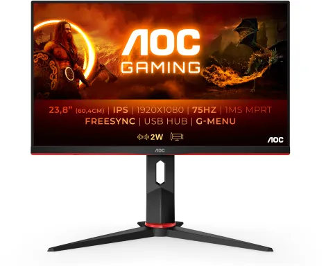 AOC G2 24G2U5/BK écran plat de PC 60,5 cm (23.8") 1920 x 1080 pixels Full HD LED Noir, Rouge